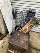 GOLF CLUBS, DRAIN RODS, A COMMODE AND OTHER ITEMS