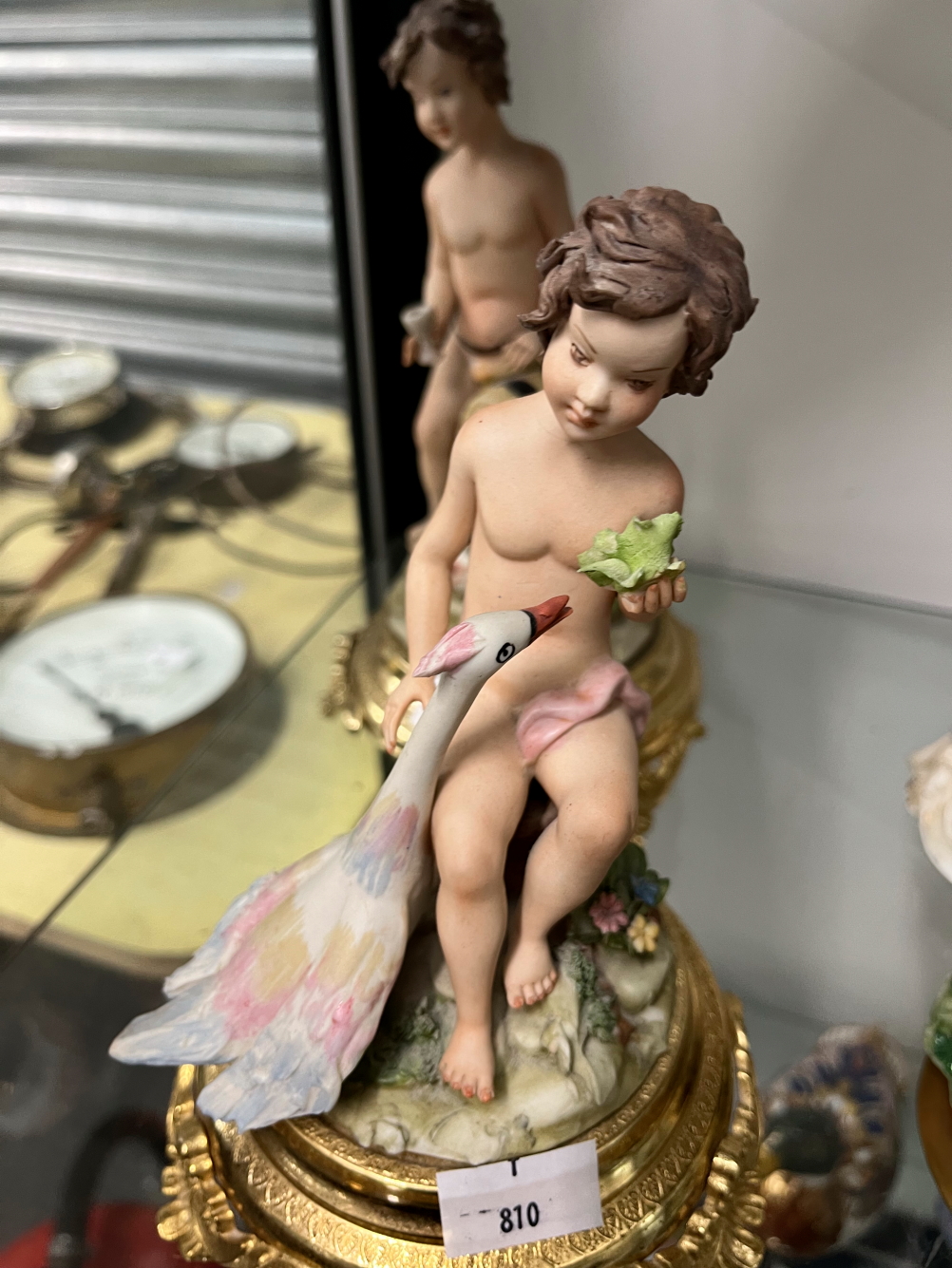 A PAIR OF ANTIQUE PORCELAIN FIGURE GROUPS AND THREE CAPODIMONTE FIGURINES. - Image 3 of 3