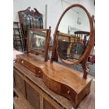 A REGENCY MAHOGANY SWING MIRROR AND ANOTHER WITH INLAID DECORATION
