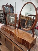 A REGENCY MAHOGANY SWING MIRROR AND ANOTHER WITH INLAID DECORATION