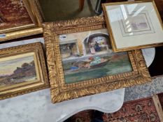A WATERCOLOUR STUDY BY GRAHAM PETRIE TOGETHER WITH A SMALL OIL PAINTING AND A WATERCOLOUR BY JOHN