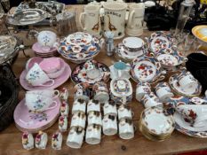 SPODE SHIMA PATTERN COFFEE AND DINNER WARES, ELECTROPLATE, WEDGWOOD COFFEE CANS, TUSCAN TEA WARES