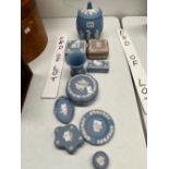 A COLLECTION OF WEDGWOOD BLUE JASPER WARES