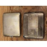 A NEAR PAIR OF ART DECO HALLMARKED SILVER COMPACTS, DATED 1936. GROSS WEIGHT 164grms.