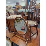 AN EDWARDIN PIANO STOOL A SWING MIRROR AND A SIDE CHAIR