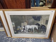A PAIR OF LARGE GILT FRAMED COLOUR PRINT RURAL SCENES
