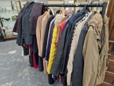 A LARGE SELECTION OF LADIES COATS AND JACKETS TO INCLUDE PARKA, BARBOUR, HOBBS SSIE CLARKE, RALPH