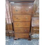 AN EDWARDIAN MAHOGANY TALL CHEST OF FIVE DRAWERS H 156 X 78 X 45 CM