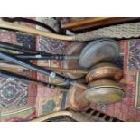 FIVE VICTORIAN COPPER BED WARMING PANS