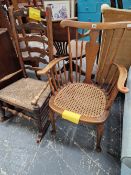 A 19th C. ROCKING CHAIR AND TWO OTHER CHAIRS
