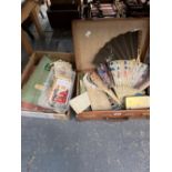 TWO VINTAGE SCRAP AND POSTCARD ALBUMS , NUMEROUS POSTCARDS INCLUDING RP, VARIOUS SAUCY AND