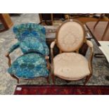 TWO ANTIQUE FRENCH SALON ARM CHAIRS