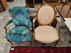 TWO ANTIQUE FRENCH SALON ARM CHAIRS