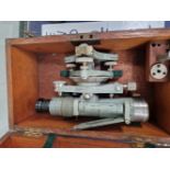 A VINTAGE THEODOLITE IN CASE.