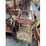 A PAIR OF CHAIRS , A SWING MIRROR AND A STOOL.