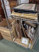 A QUANTITY OF ANTIQUE AND OTHER FRAMES PRINTS ETC
