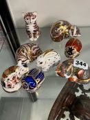 A GROUP OF EIGHT ROYAL CROWN DERBY SMALL ANIMAL PAPERWEIGHTS INCLUDING CATNIP KITTEN.