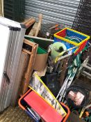 A LARGE QUANTITY TOOL AND GARAGE CONTENTS AND VARIOUS FOLDING TABLES