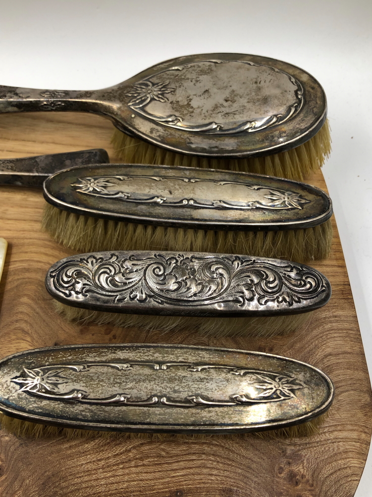 A QUANTITY OF GEORGIAN AND OTHER HALLMARKED SILVER CUTLERY TOGETHER WITH A SILVER BACKED DRESSING - Image 2 of 14