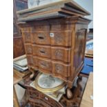 AN EASTERN CARVED HARDWOOD THREE DRAWER CHEST