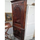 AN 18th C. OAK FLOOR STANDING CORNER CABINET H 203 X 85 X 42 CM