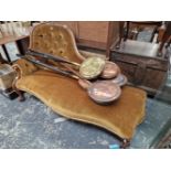 A VICTORIAN MAHOGANY SHOW FRAME CHAISE LOUNGE