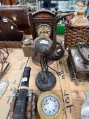 A BRASS SHIPS BINNACLE, A CLOCK, A CANNON, A COMPASS AND A COLD CAST BRONZE PAIR OF CRANES