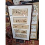 TWO GROUPS OF VINTAGE HORSE AND HUNTING RELATED PRINTS