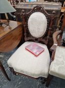 A VICTORIAN CARVED SHOW FRAME LADIES CHAIR