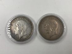 TWO GEORGE V WREATH COINS, DATED 1933 AND 1934.
