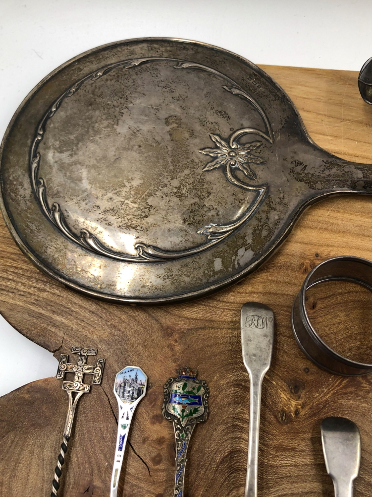 A QUANTITY OF GEORGIAN AND OTHER HALLMARKED SILVER CUTLERY TOGETHER WITH A SILVER BACKED DRESSING - Image 3 of 14