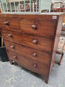 VICTORIAN MAHOGANY CHEST OF DRAWERS H 107 X 91 X 44 CM