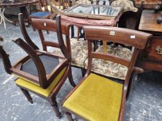 A PAIR OF DINING CHAIRS AND A STOOL