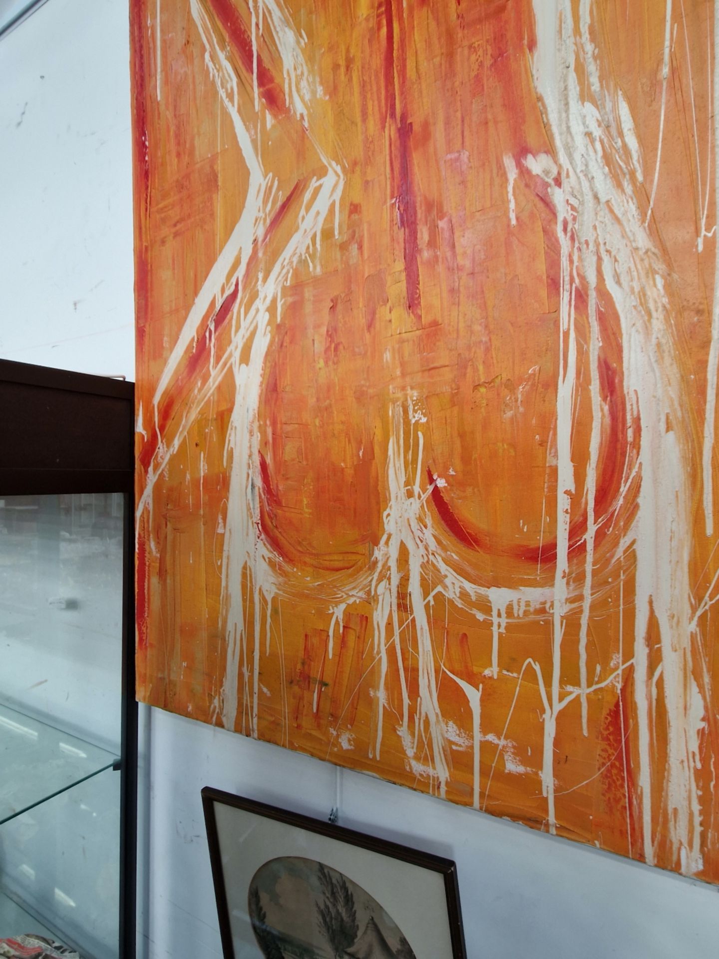 CONTEMPORARY SCHOOL. A LARGE OIL OF CANVAS OF A ABSTRACT TORSO. 60 x 103cms UNFRAMED. - Image 3 of 5