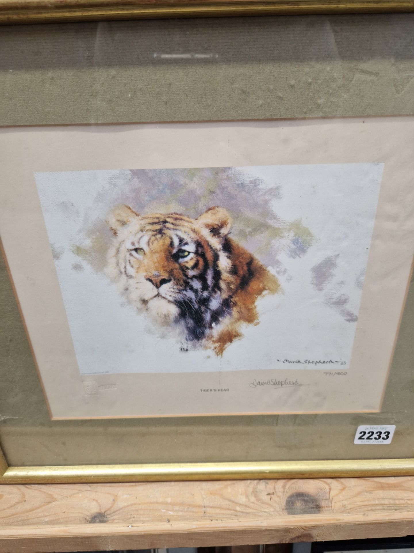 AFTER DAVID SHEPHERD A PENCIL SIGNED LIMITED EDITION PRINT OF A TIGER. 23 x 27cms TOGETHER WITH - Image 2 of 4