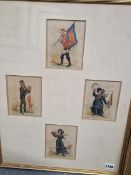LATE 19th C. ENGLISH SCHOOL A GROUP OF FOUR WATERCOLOURS OF CHARACTERS, SIGNED INDISTINCTLY,