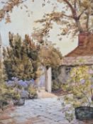 A WATERCOLOUR, COUNTRY HOUSE COURTYARD, BY HELEN COLSILL.