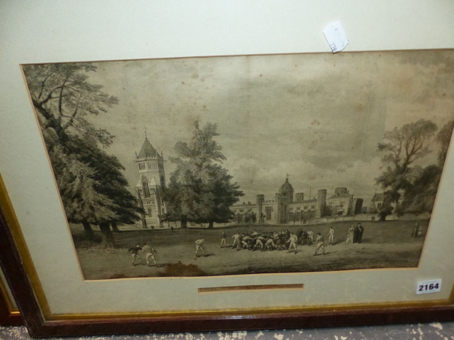 A VINTAGE PRINT OF RUGBY SCHOOL FROM THE CLOSE 26 X 43 CM TOGETHER WITH A PENCIL SIGNED COLOUR PRINT - Image 2 of 9