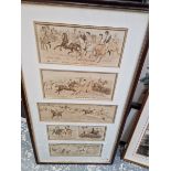 TWO VINTAGE MULTIPLE IMAGE FRAMED SCENES OF HUNTING SUBJECTS. (2)