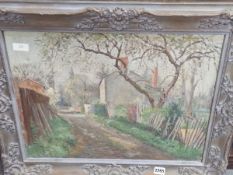 H. HENNES (20th C SCHOOL) ARR. A RURAL LANE, SIGNED, OIL ON CANVAS. 41 x 51cms TOGETHER WITH AN