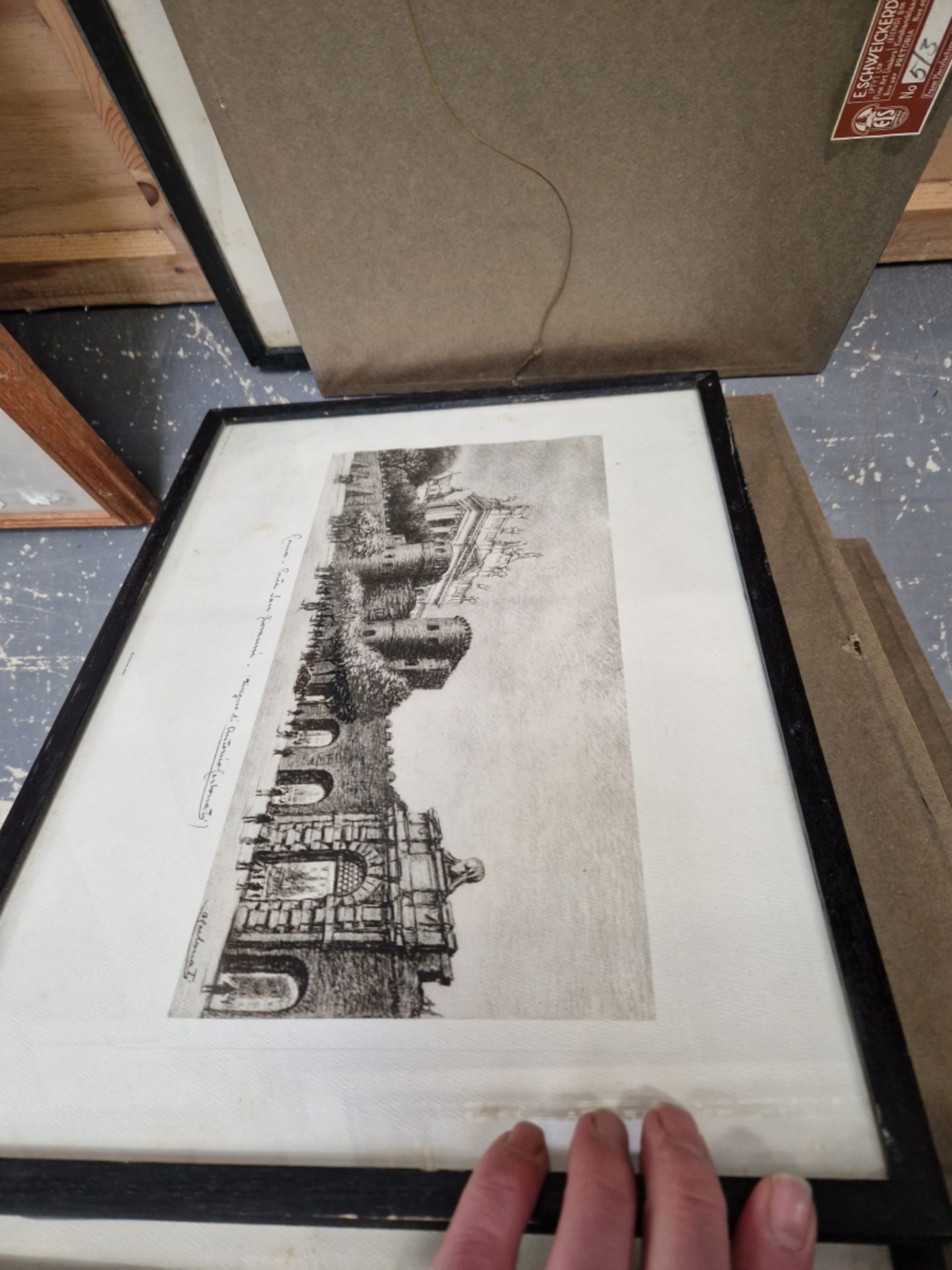 NINE VINTAGE PRINTS OF ROMAN CITY SCAPES, INSCRIBED. SIZES VARY (9) - Image 6 of 8