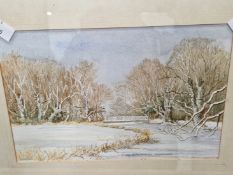 H. GREENWOOD ENGLISH 20th C. SCHOOL. A PAIR OF OXFORDSHIRE RIVER VIEWS, ONE SIGNED. WATERCOLOURS. 18