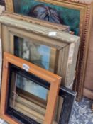 A SMALL GROUP OF 19th/20th C. DECORATIVE PICTURES, INCLUDES FRAMES, LANDSCAPE, PORTRAITS ETC.
