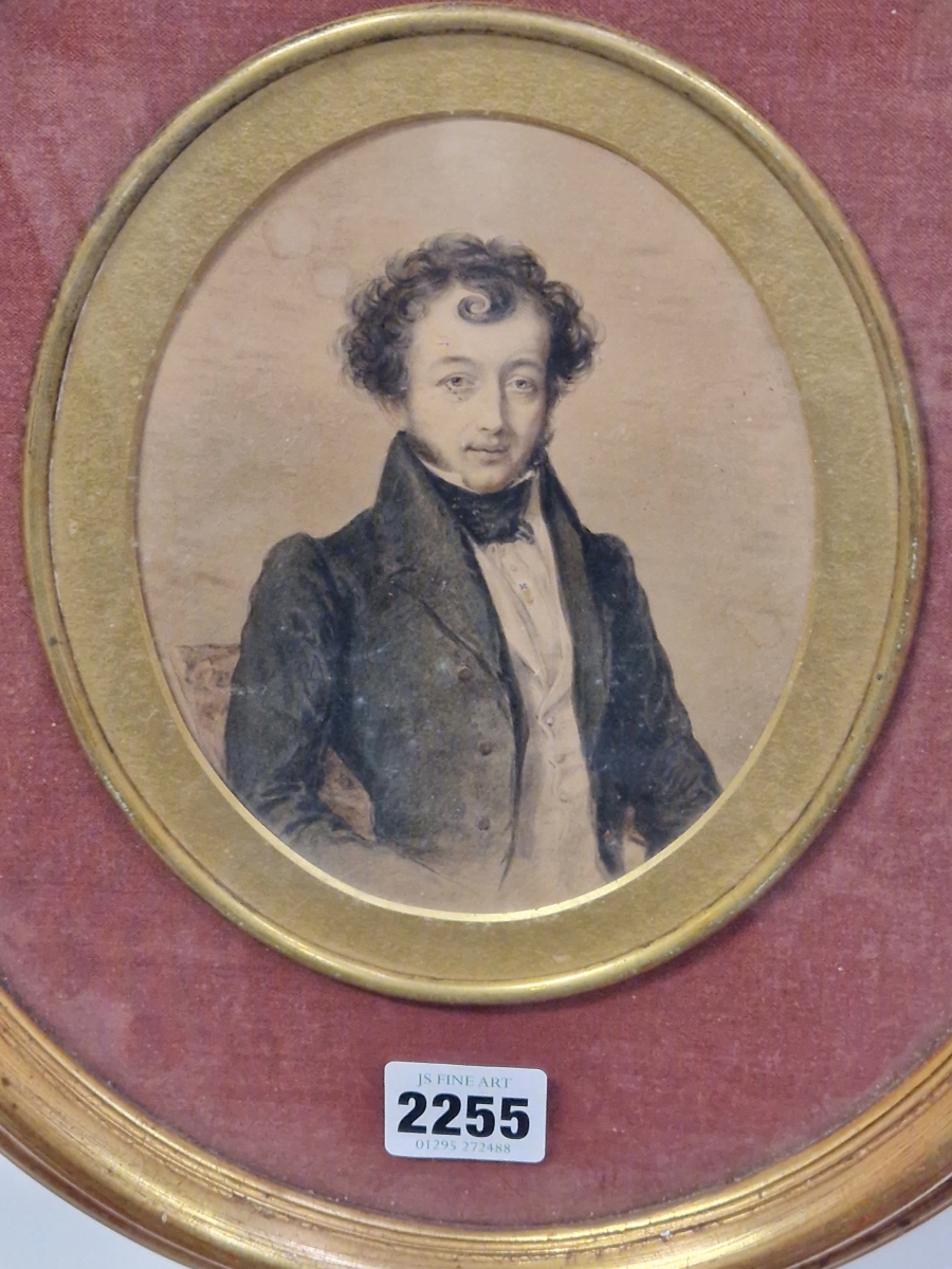 MID 19th C. ENGLISH SCHOOL OVAL PORTRAIT OF A GENTLEMAN REPUTEDLEY HENRY THOMAS PONSONBY,