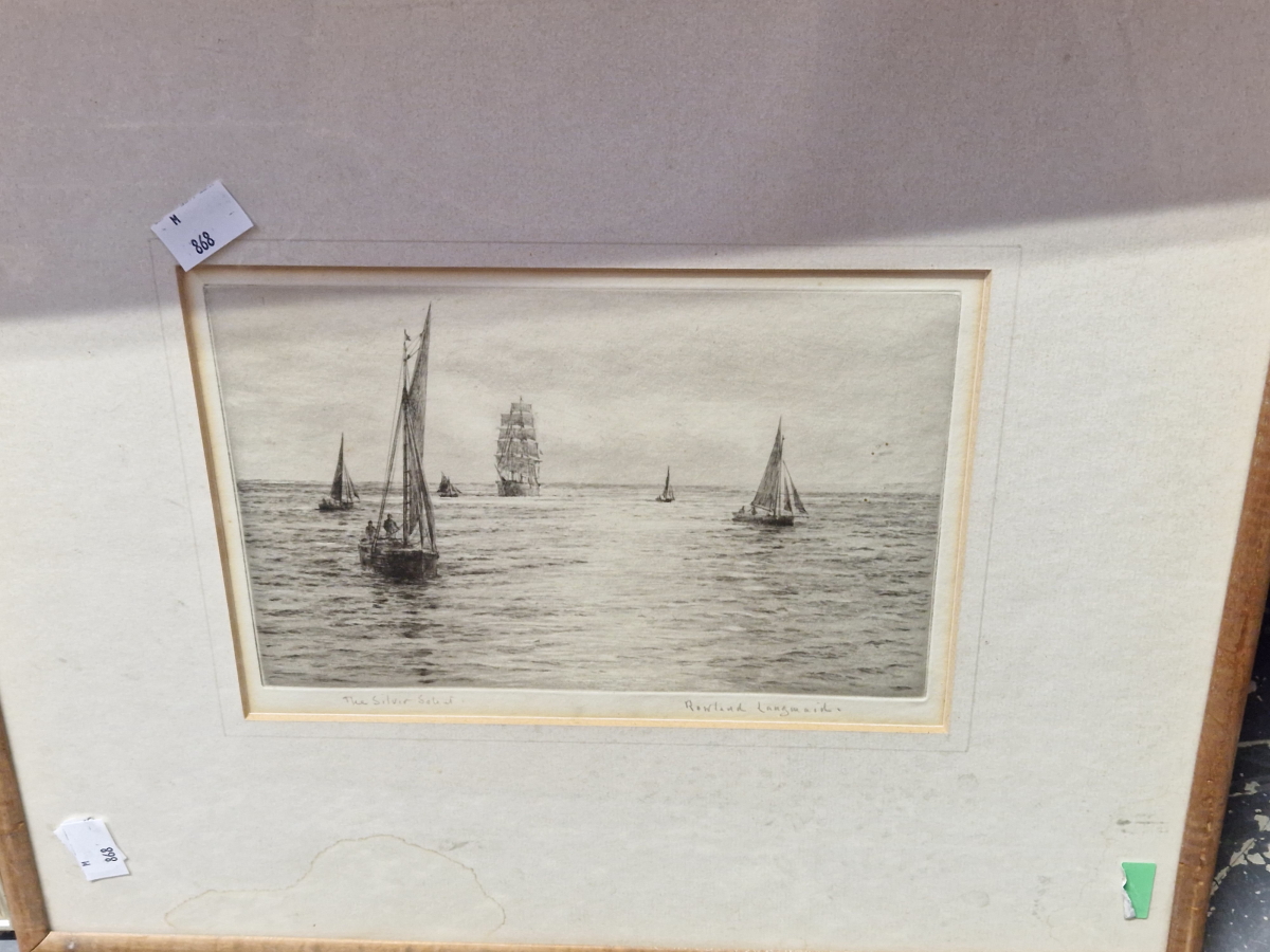 ROWLAND LANGMAID (1897-1956) THE SILVER SOLENT, PENCIL SIGNED ETCHING. 17 x 23cms TOGETHER WITH AN - Image 4 of 5