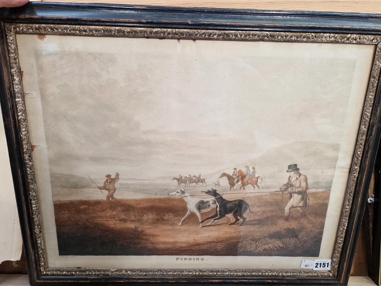 AFTER RICHARD JONES A PAIR OF ANTIQUE HAND COLOURED PRINTS ""COURSING AND FINDING"" 38 x 50cms. PERI - Image 2 of 9