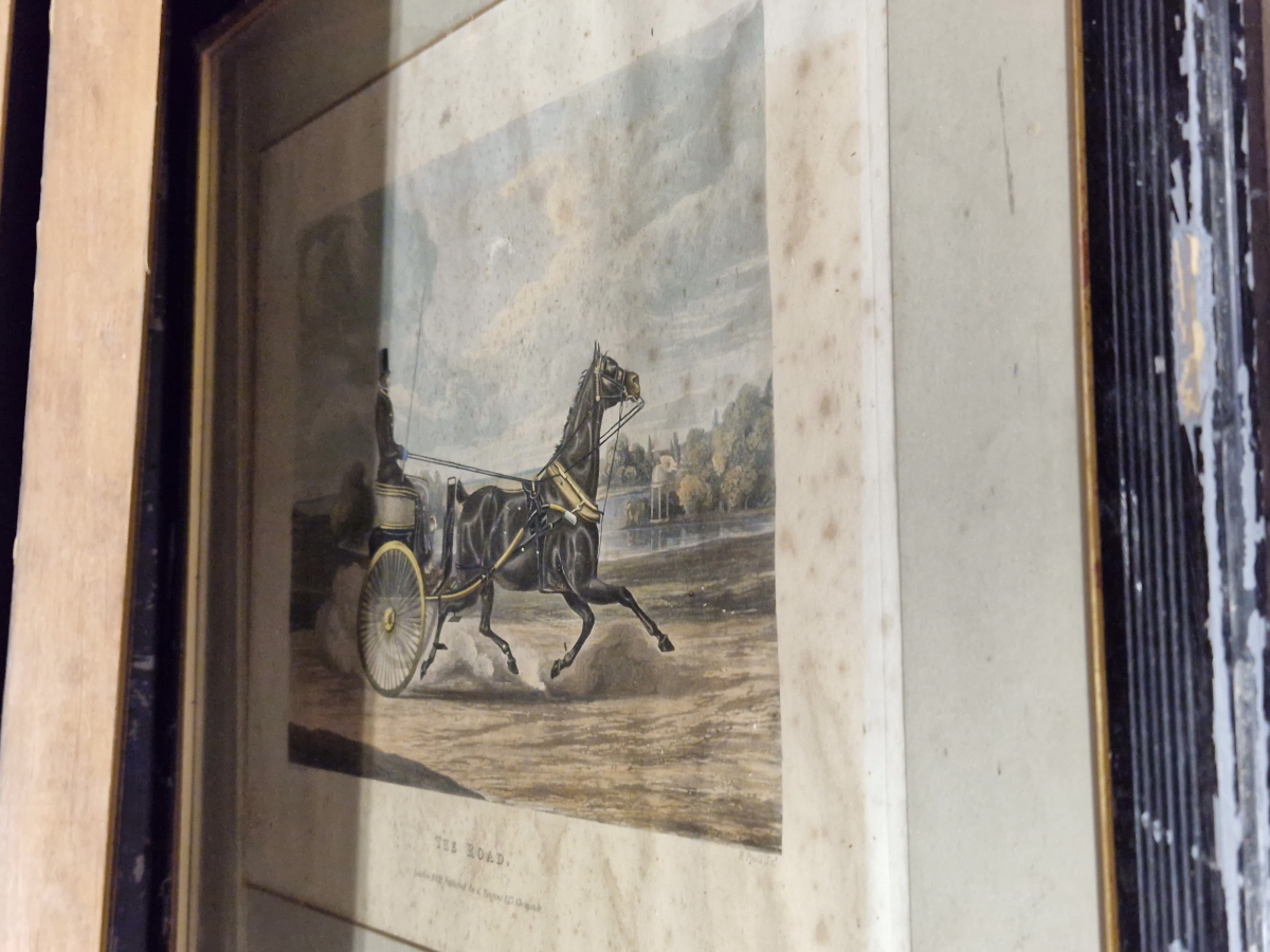 AFTER HENRY ALKEN SIX ANTIQUE HAND COLOURED STEEPLE CHASE PRINTS. TOGETHER WITH A PAIR OF CARRIAGE - Image 5 of 7