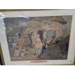 AFTER GEORGE MORLAND THREE VINTAGE COLOUR PRINTS OF RUSTIC SCENES. 44 x 60cms (3)