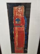 20th. C. MIDDLE EASTERN SCHOOL. QUEEN OF SHEBA, INDISTINCTLY PENCIL SIGNED LIMITED EDITION COLOUR
