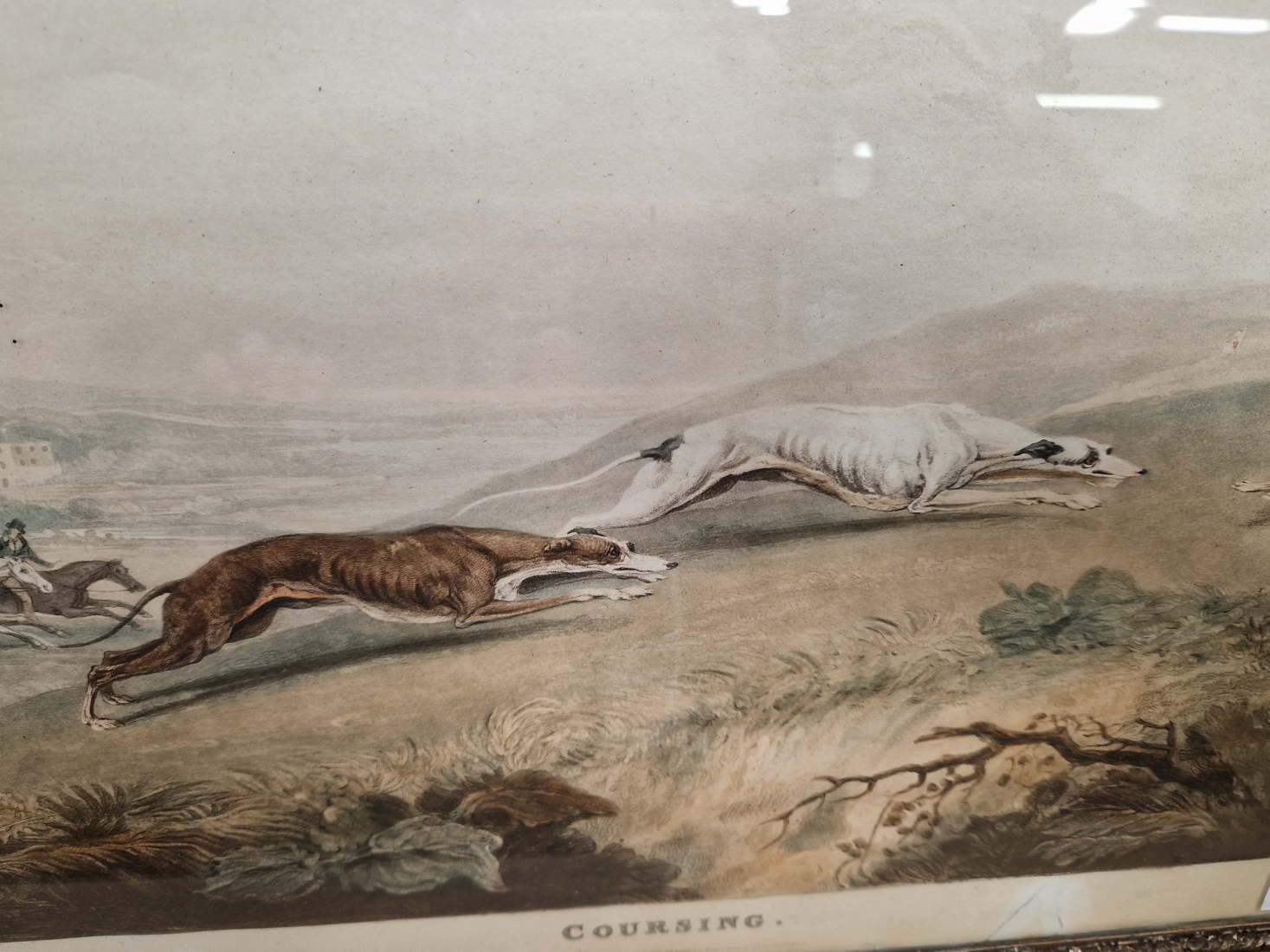 AFTER RICHARD JONES A PAIR OF ANTIQUE HAND COLOURED PRINTS ""COURSING AND FINDING"" 38 x 50cms. PERI - Image 5 of 9